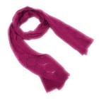 70% Wool 30% Cashmere Knitted Scarf - Cerise